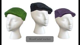 How to crochet a classic flat cap, crochet hat, crochet cap, newsboy cap