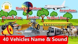 40 Vehicles Name and Sounds for Kids in English - Tamilarasi English Vocabulary