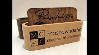 Maker Challenge Day 5 - Material Test - Walnut & Beech Business Card Holders - Inkscape & Glowforge