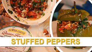 Stuffed Green Bell Peppers | Pico De Gallo Salsa Topping (Video Recipe)