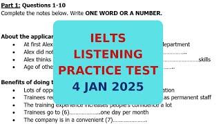 IELTS LISTENING PRACTICE TEST 4 JAN 2025