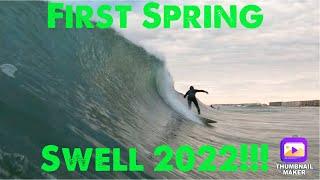 First Spring Swell 2022 Surfing Fort Walton Beach Destin Gulf Coast Florida. Okaloosa Island drone.