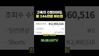 구독자 0명이어도 월 246만원 버는법 #돈버는법 #부업 #쇼츠 #shorts