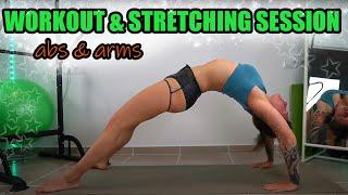 WORKOUT & STRETCHING SESSION: abs & arms // !socials