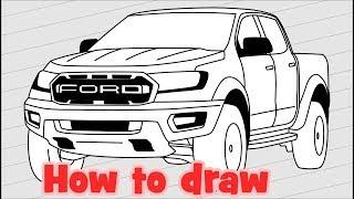 How to draw a pickup Ford Ranger Raptor 2018