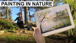 Watercolor Landscape Painting on Location | Painting Outdoors in Nature