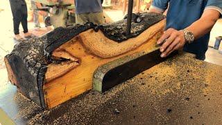 Found a Burnt Tree Trunk - See How This Carpenter Turned It Into A Round Dining Table