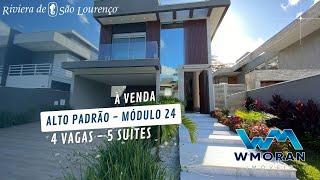 Casa com 5 suítes à venda com 300 m² de área útil em Riviera - Módulo 24 - Bertioga/SP