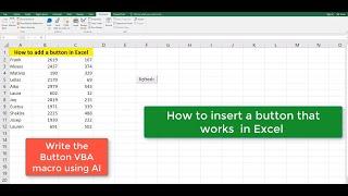 How to insert a Button  that works with VBA Macros in Excel