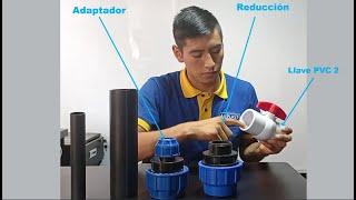 Instalaciones de mangueras HDPE Polietileno con unión reducido y adaptador Macho