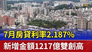 7月房貸利率2.187% 新增金額1217億雙創高