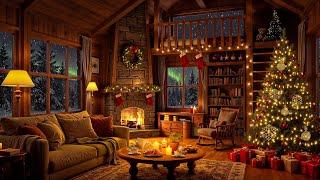 Cozy Winter Cabin Ambience ️ Smooth Jazz Music & Fireplace Sounds for Relaxation