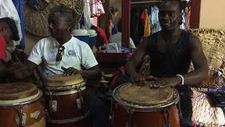 Oliener and Ignacio with Cheri Shanti Breath of Cuba drumming in Trinidad