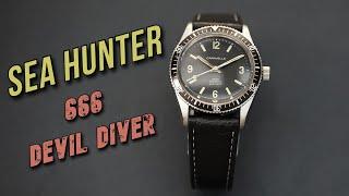 Affordable Vintage Dive Watch Caravelle Sea Hunter 666 Devil Diver 37mm  Manual Wind