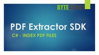 PDF Extractor SDK - C# - Index PDF Files