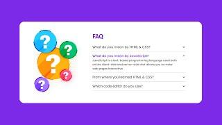 Responsive FAQ Accordion using HTML CSS and JavaScript