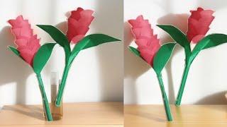 How To Make Paper Flower Stick|| Handmade Paper Craft|| Flower making with paper||