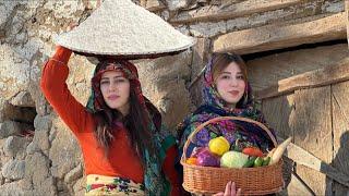 Baking Traditional Uzbek Bread in a Snowy Winter Village