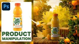 Product manipulation in Photoshop | orange juice advertising poster design | photoshop tutorial