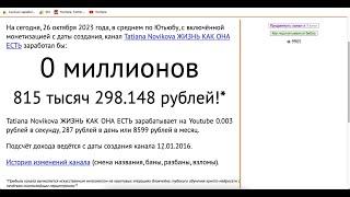 Tatiana Novikova ЖИЗНЬ КАК ОНА ЕСТЬ Доход канала с монетизации контента на Ютубе