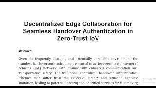 Decentralized Edge Collaboration for Seamless Handover Authentication in Zero Trust IoV