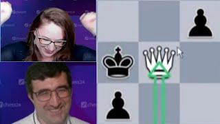 Judit Polgar Finds Incredible Mate with Sacrificing Queen While She and Kramnik are Analyzing a Game