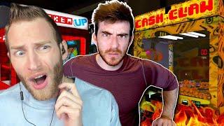 HE IS STRUGGLING! Reacting to "I will beat every single arcade game in this god damn simulator"