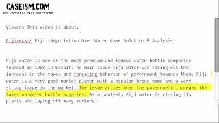 Fijiversus Fiji: Negotiation Over Water Case Solution & Analysis- Caseism.com