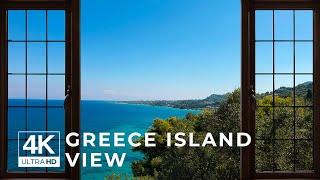 4K Greece island window view - Relaxing, Calming, Ambience (ASMR)