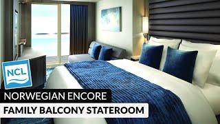 Norwegian Encore | Family Balcony Stateroom Full Walkthrough Tour & Review | 4K