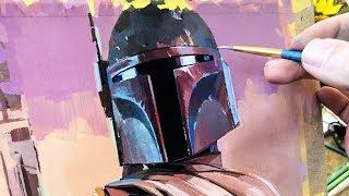 Painting Boba Fett with Gouache // Opaque Watercolor