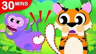 Where is My Tail? | Where is my Bum? | Can You Help Tiger Boo Boo and Looney Baboon? By Little Angel