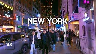 Night Walk in Manhattan - NY City Night - 4k Travel Walking Tours