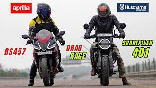 2025 Aprilia RS457 Vs Husqvarna Svartpilen 401 Drag Race