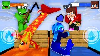 JJ Water Mermaid vs Mikey Fire Lava Girl Fishing Elemental Love Battle - Maizen Minecraft Animation