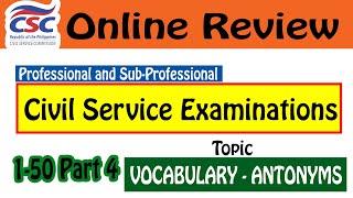 Civil Service Reviewer Online 2024 Vocabulary Antonyms Part 4 | CSE Reviewer Vocabulary Part 4