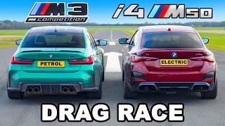 BMW i4 M50 v BMW M3: DRAG RACE