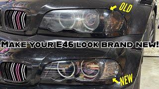 E46 replacement headlight lenses - Depo LED corner marker turn signals upgrade - BMW M3 restoration