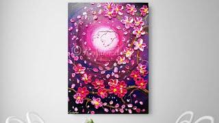 Moonlight night painting | Acrylics | Knife Painting | Abstract Acrylic Painting on Canvas Tutorial