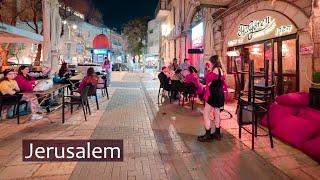 Jerusalem at Night. Peaceful and Quiet Streets of the City Center and Old City.