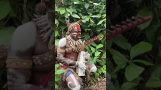 Bossengue Plays Harp and Sings the Sacred Music of Bwiti. Moughenda Village, Gabon