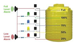 Low Level and Full Level Alarm with Level Indicator Using BC547, Full Tank Alarm