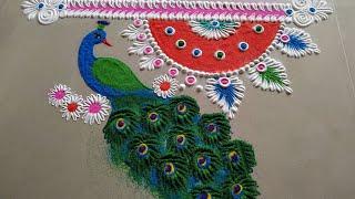 Very Easy Peacock Rangoli Dedign by Shilpas creativity