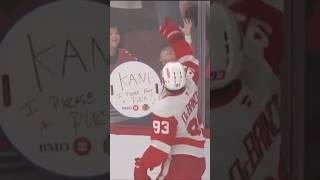 Alex DeBrincat gives puck to Blackhawks fans #nhl