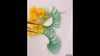 2021 New Colored Lashes Wholesale Fluffy Green Eyelashes Custom Faux Mink Lashes For Small Business