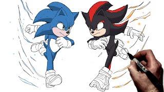 How To Draw Sonic Vs Shadow | Step By Step | Sonic 3