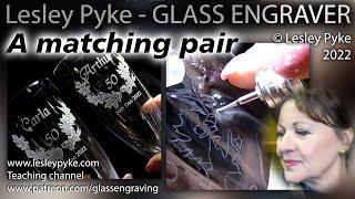 Glass engraving tutorial  for beginners - a matching pair of Golden anniversary champagne flutes