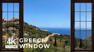 4K Greece window view - Relaxing, Calming, Ambience