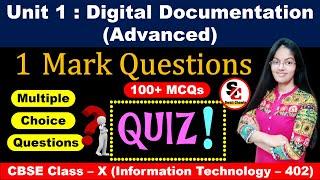 MCQs of Digital Documentation (Advanced)  | Class 10 Information Technology