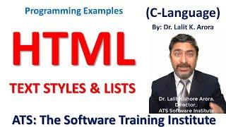 HTML | HTML Text Styles and List Tags in hindi